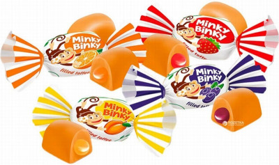 Īriss Roshen Minky-Binky ar želejas pildījumu 1kg(28.11.26) Ukraina