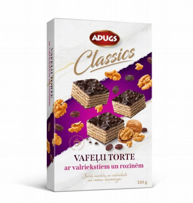Adugs vafeļu torte ar valriekstiem un rozīnēm 320g (25.09.26) Latvija
