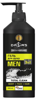 Šampūns- dušas gēls Dalas Total Clean vīriešiem 3in1 500ml (28.07.28) Ukraina