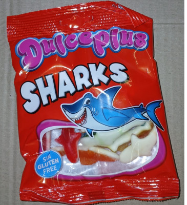 Želejkonfektes Dulceplus Jelly Sharks 100gr (31.10.27)1/12 Spānija