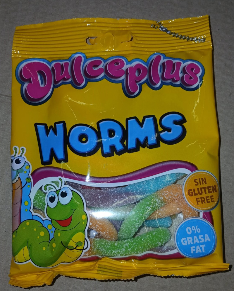 Želejkonfekte Dulceplus Sour Worms 100gr (08.10.27)1/12 Spānija