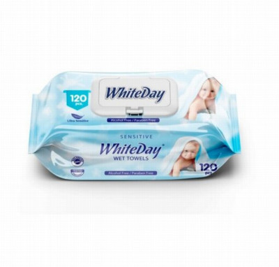 White Day Mitrās salvetes bērniem Sensitīve 120gab.(03.11.28.)1/24