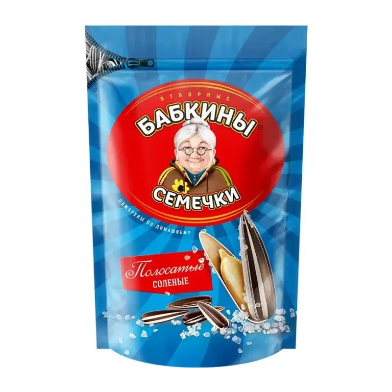 Sālītas svītrainās saulespuķu sēklas "Babkiny semečki" 240g 1/10 (22.07.26) Krievija