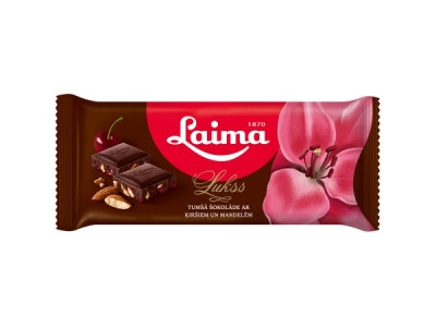 Laima tumšā šokolāde Lukss ar ķiršiem un mandelēm 90g 1/13 (03.06.26) Latvija