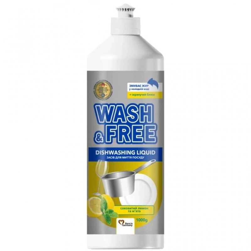 Trauku mazgāšanas līdzeklis Wash&Free citrons un piparmētra 1L Ukraina