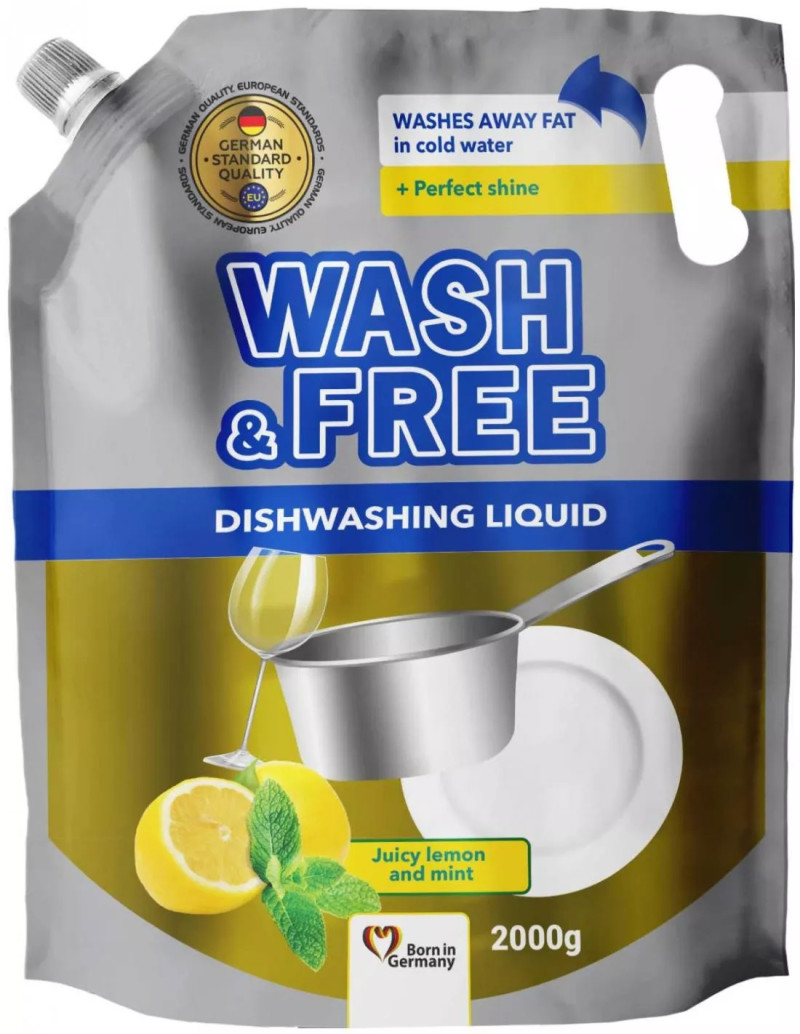 Trauku mazgāšanas līdzeklis Wash&Free citrons un piparmētra 2L (15.02.29) Ukraina