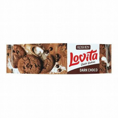 Cepumi Roshen Lovita ar tumšās šokolādes gabaliņiem 150g (30.01.2027) Ukraina