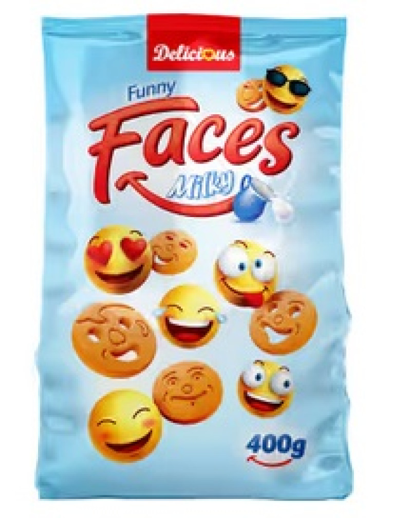 Cepumi Delicious Funny Faces Milky 400g (16.01.27) Serbija