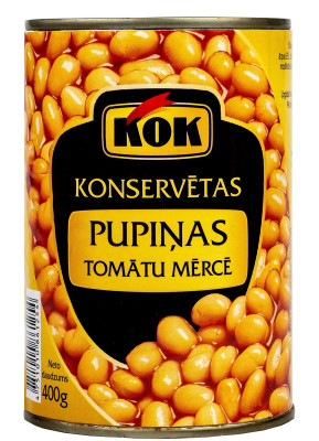 Pupiņas tomātu mērcē KOK 400g 1x24 (02.2029) Itālija