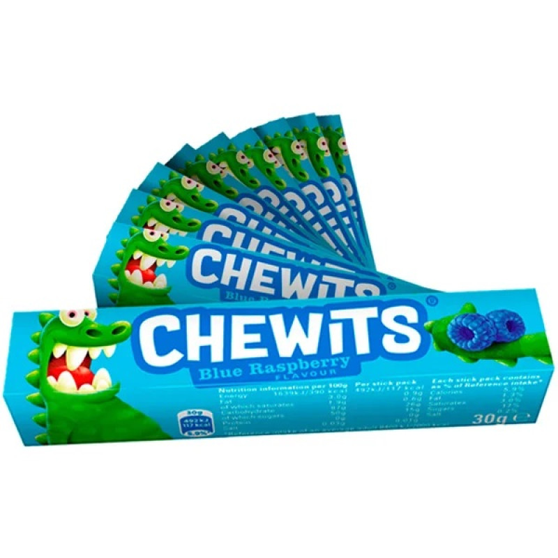Košļājamās konfektes Chewits Blue Rasberry 30g 1/24 (10.01.27) Slovākija