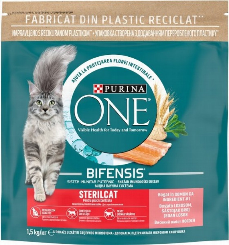 Kaķu sausā barība One Lasis sterilizētiem 1.5kg (31.07.2027) Itālija