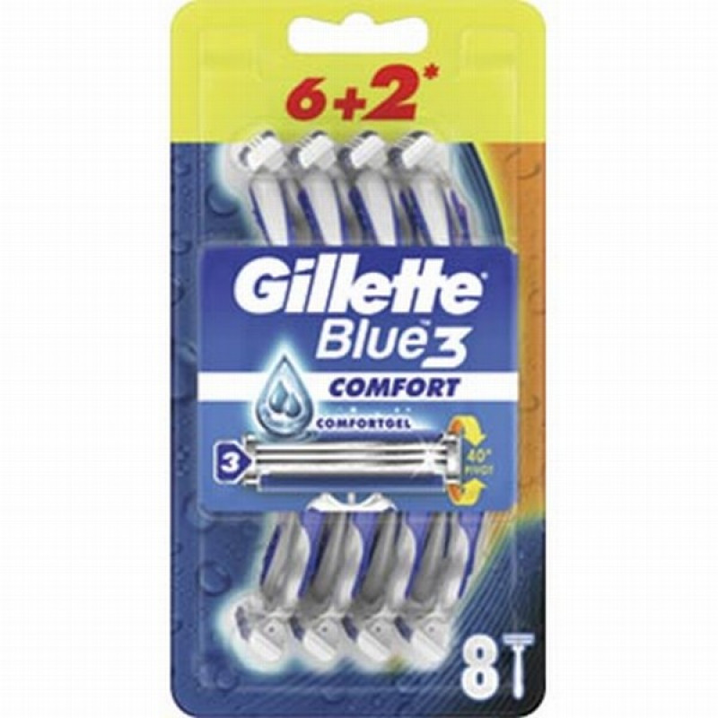 Vienreizlietojamie Skuvekļi GILLETTE BLUE 3PLUS COMFORT (6+2) Polija