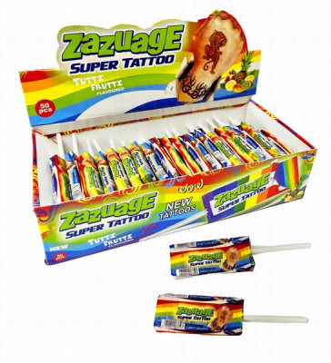 Mīkstā īriss uz kociņa Zazuage Tutti frutti super tattoo 50gb*11.2g (09.01.29) Brazīlija