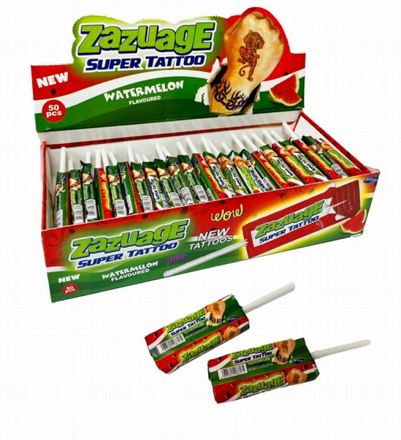 Mīkstā īriss uz kociņa Zazuage Watermelon super tattoo 50gb*11.2g (09.01.29) Brazīlija