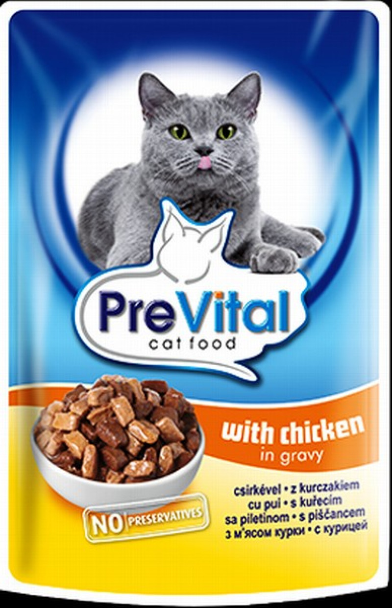 Kaķu konservi Prevital ar vistas gaļu mērcē 100g 
