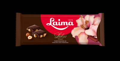 Šokolāde Laima tumšā ar lazdu riekstiem Lukss 190g 1/9 (18.08.26) Latvija