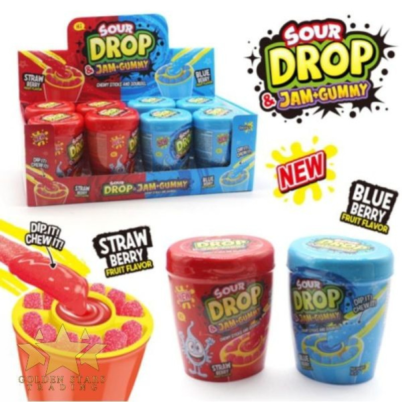 Šķidrā karamele ar želejkonfektēm Sour drop Strawberry-jam 18*50g (19.09.28) Ķīna