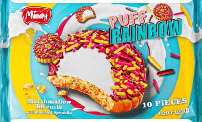 Cepumi Marshmallow PUFF RAINBOW ar krāsainiem cukura graudiņiem 120g (27.11.26) Ukraina