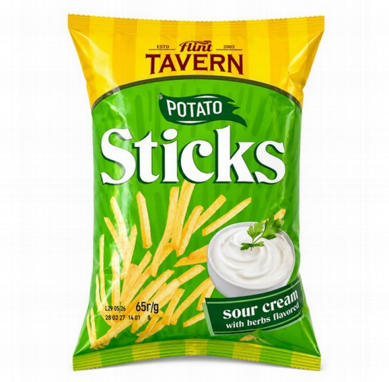 FLINT Tavern kartupeļu salmiņi krējuma zaļumu 65g 1/40 () UKraina