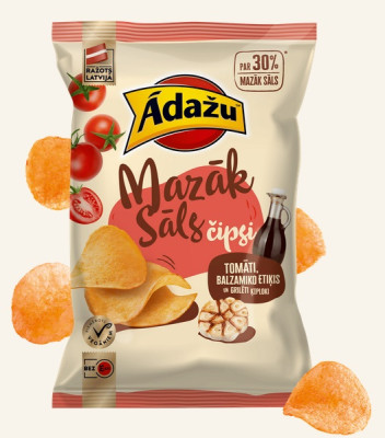 Čipsi Ādažu tomāti cepti ķiploki balzamiko mērces garša 130g 1/18 (24.08.26) Latvija LABA CENA