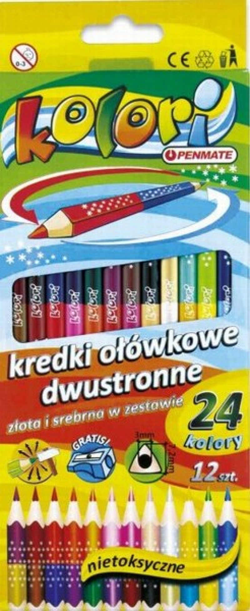 Zīmuļi Penmate divpusēji 12gb 24 krāsu
