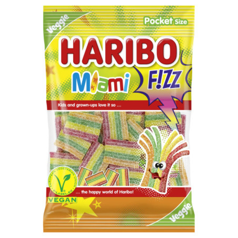 želejkonfektes HARIBO Miami Fizz 85g (30.09.27) Spānija