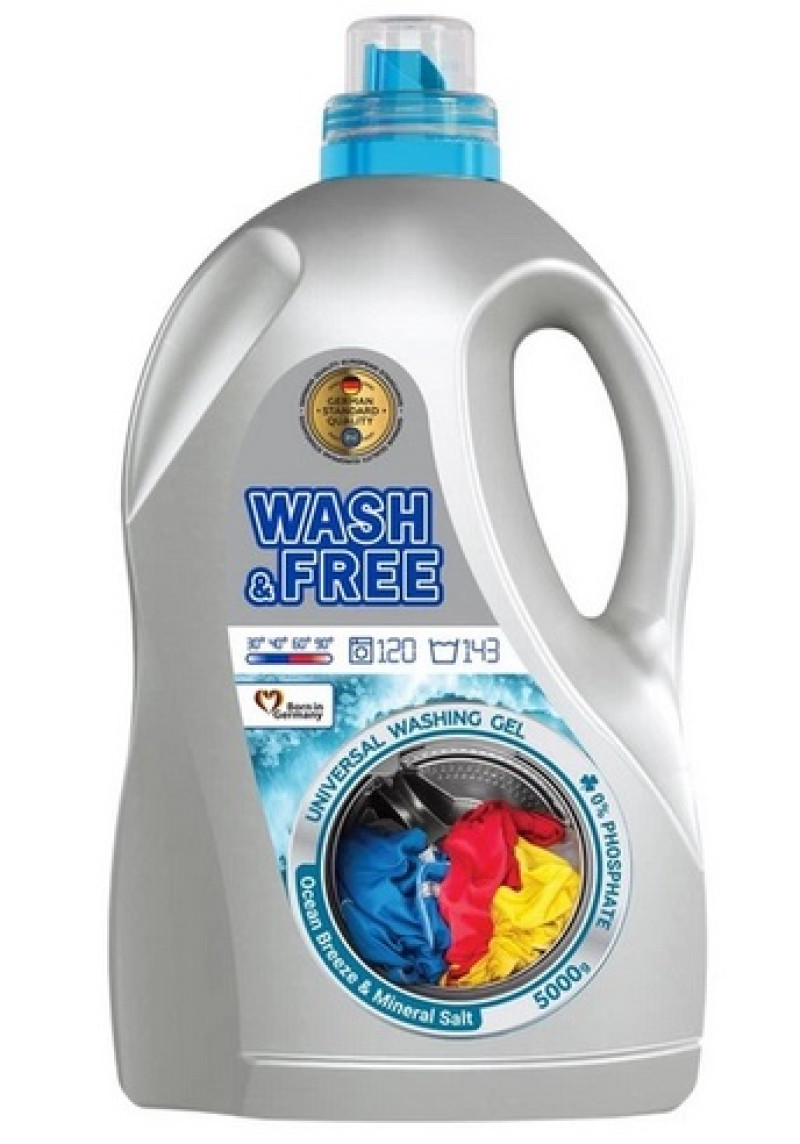 Universāls veļas mazgāšanas līdzeklis Wash&Free Okeāna svaigums 5L (17.04.29) Ukraina