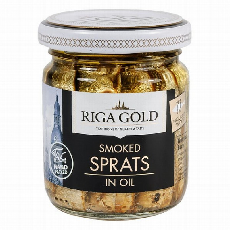 Šprotes eļļā 100g (STIKLĀ) Riga Gold 1/15 (09.06.30) Latvija