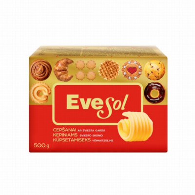 Margarīns ar sviesta garšu cepšanai EveSol 500g 1/18 (27.12.26) Polija