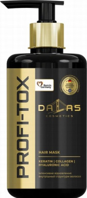 Matu maska Dalas Profi-tox ar keratīnu, kolagēnu, hilauronskābi 900ml (23.10.28) Ukraina 