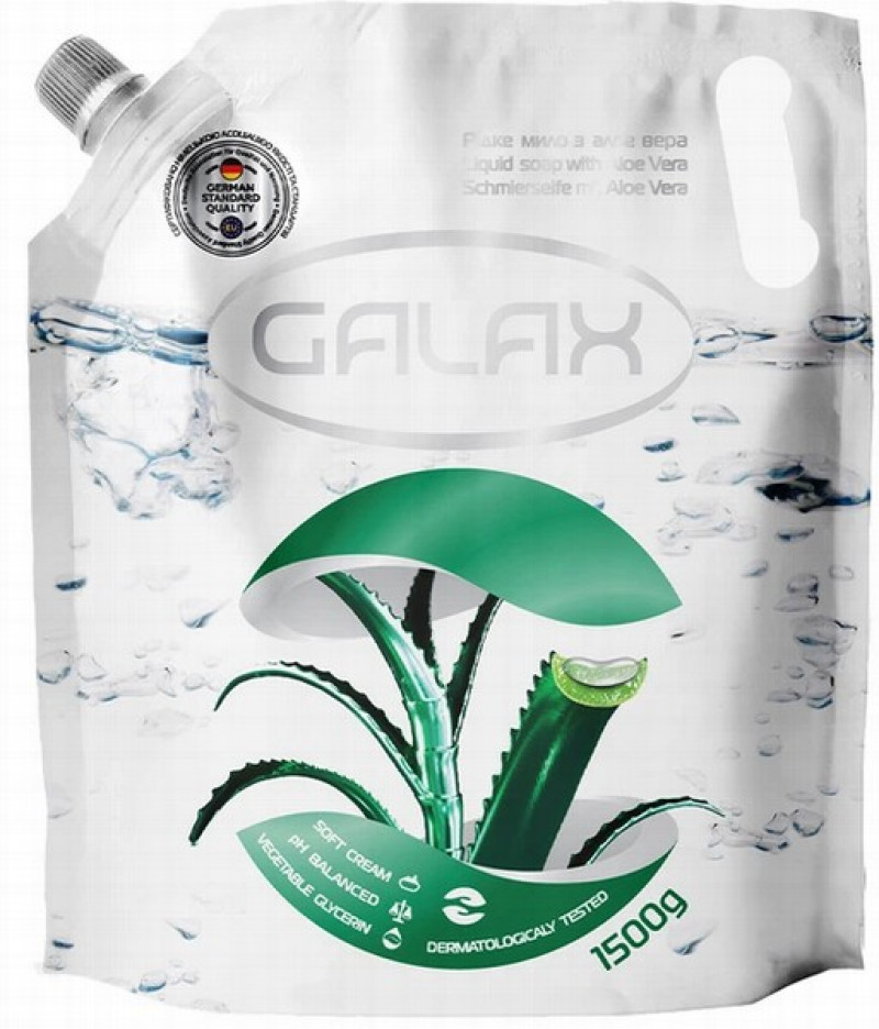 Šķidrās ziepes GALAX Ar Alveju 1.5l DOYPACK (11.09.28) Ukraina