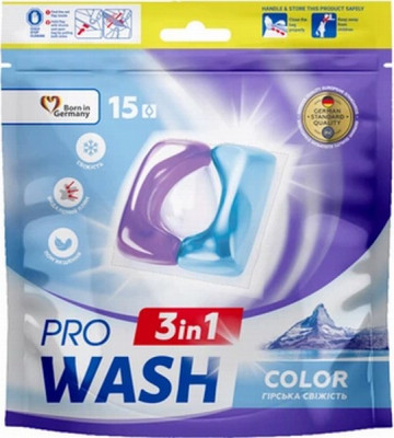 Veļas mazgāšanas kapsulas Pro Wash 15gb kalnu svaigums (0.18 eur/gb) (14.12.27)