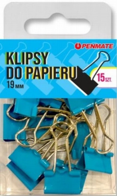 Kancelejas klipši zils 19mm 1/15