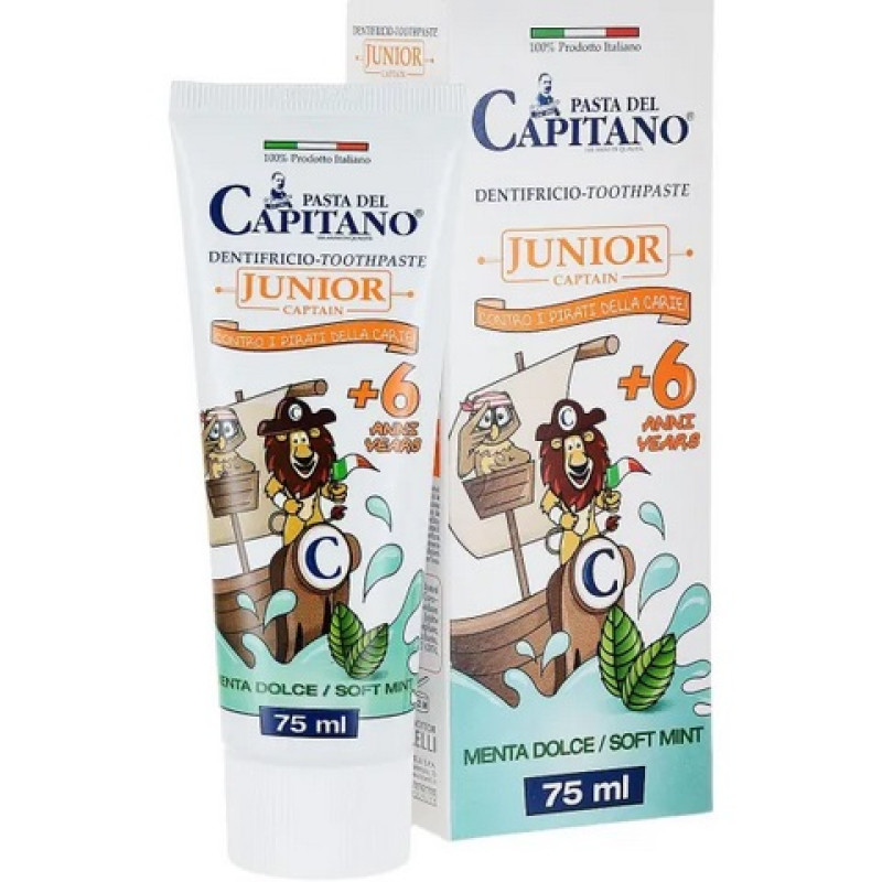 Zobu pasta bērniem Del Capitano Junior ar piparmētras garšu 75ml