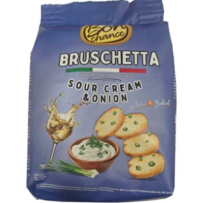 BRUSCHETTA maizes čipsi ar sīpolu un saldā krējuma garšu 70g(01.06.27) Lietuva