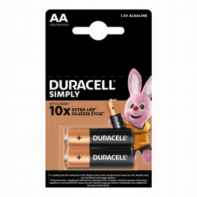 Baterijas Duracell simply 2AA  2gb alkaline