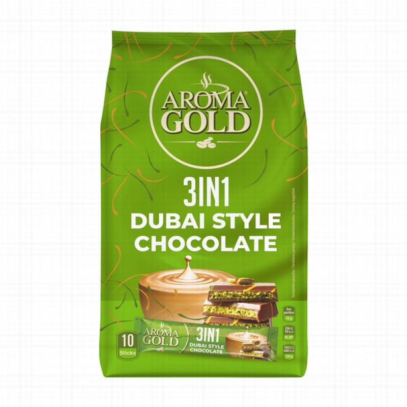 Kafijas dzēriens Aroma Gold 3 in1 Dubai šokolāde  16g*10 (13.07.2027) Polija