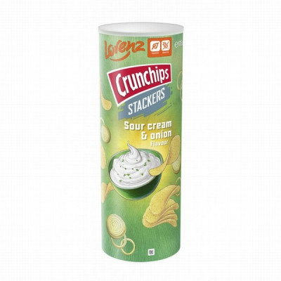 Čipsi Crunchips Stackers krējums un sīpoli 175g (18.08.27) Vācija