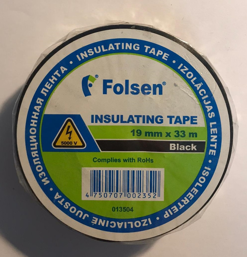 Izolācijas lente melna 19mm*33m Folsen (013504)