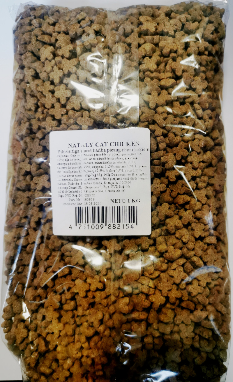 Kaķu sausā barība Nataly vienkrāsaina 1kg 1/20 (04.09.26) Spānija