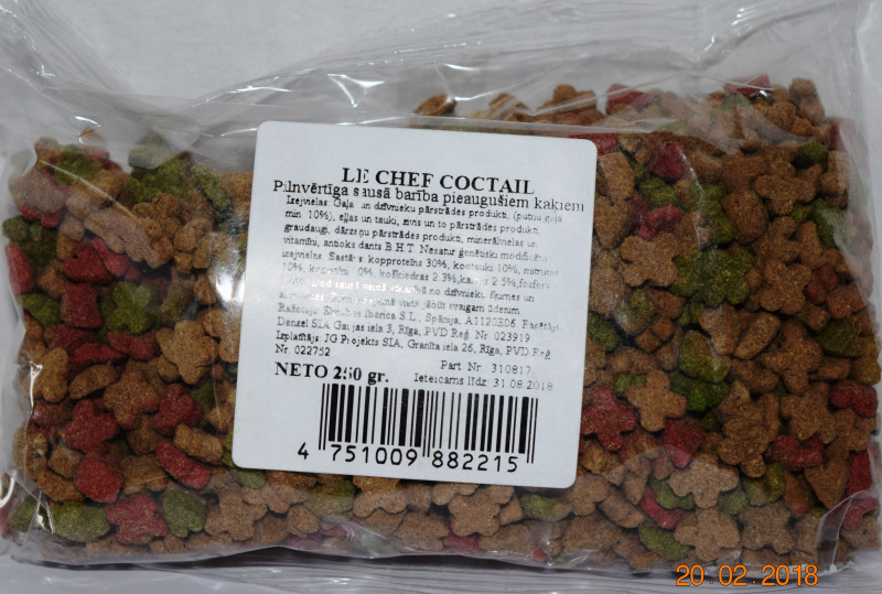 Kaķu sausā barība Le Chef  krāsaina 250g 1/80 (28.11.25)