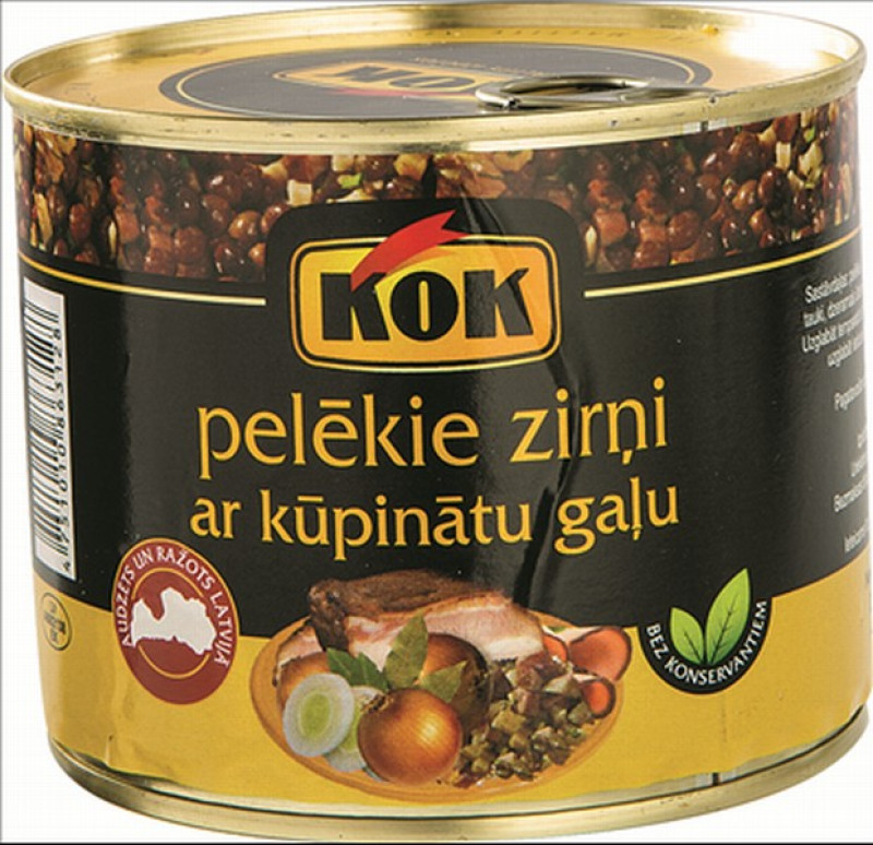 Pelēkie zirņi ar kūpinājumu KOK 575g 1/6 (18.06.28) LV