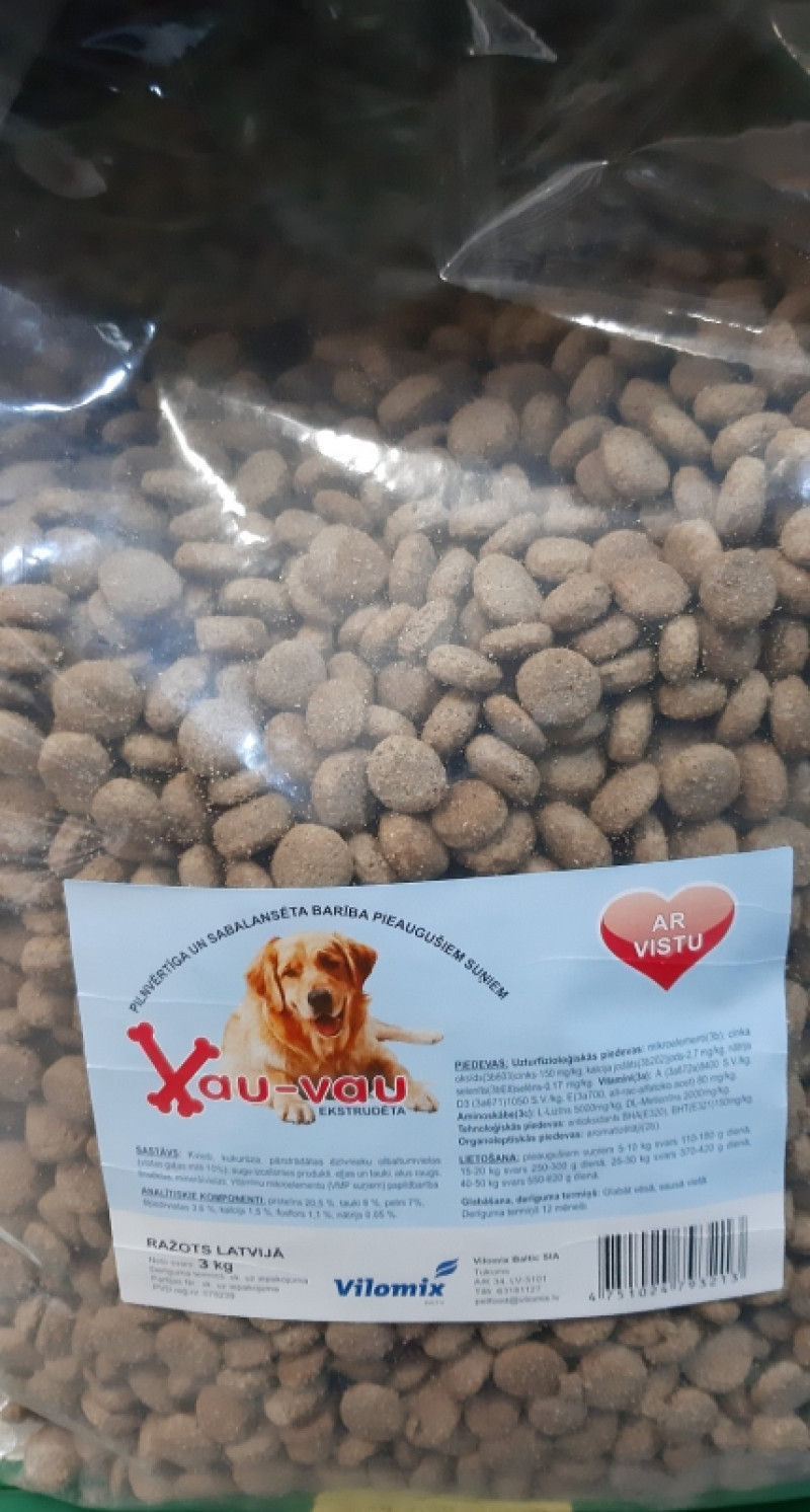 Suņu sausā barība VAU VAU ar vistas gaļu 3kg (20.10.26) Latvija