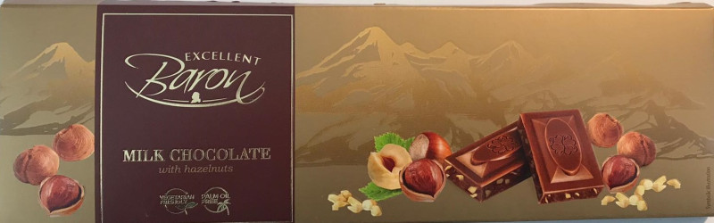 Šokolāde Baron ar drupinātiem lazdu riekstiem 220g 1/12 (07.26) Polija