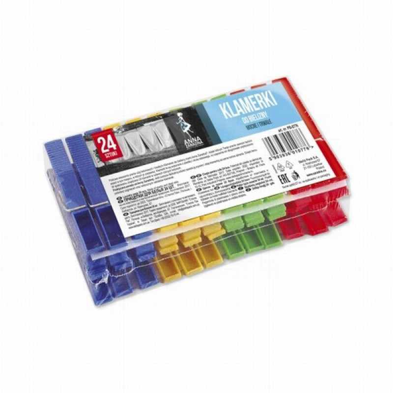 Veļas knaģi plastmasas krāsaini 24gb