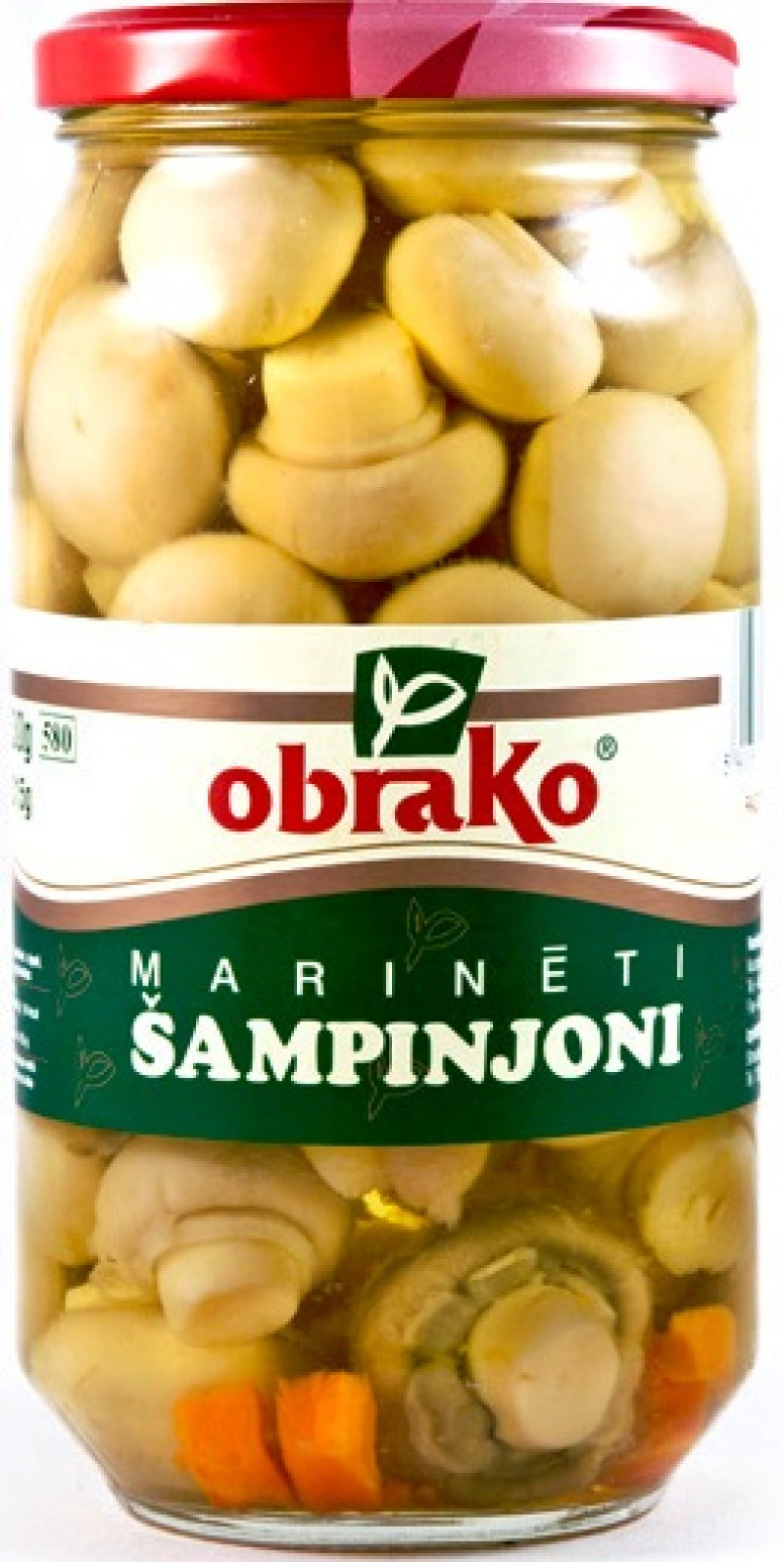 Šampinjoni marinēti Obrako 530g 1/8 (10.12.2027) Polija