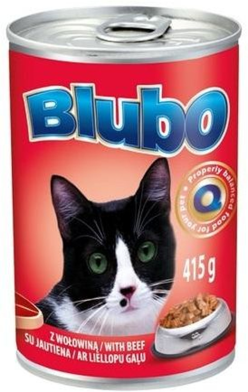 Kaķu konservi Blubo ar liellopu gaļu 415g 1/10 (11.09.2029) Polija