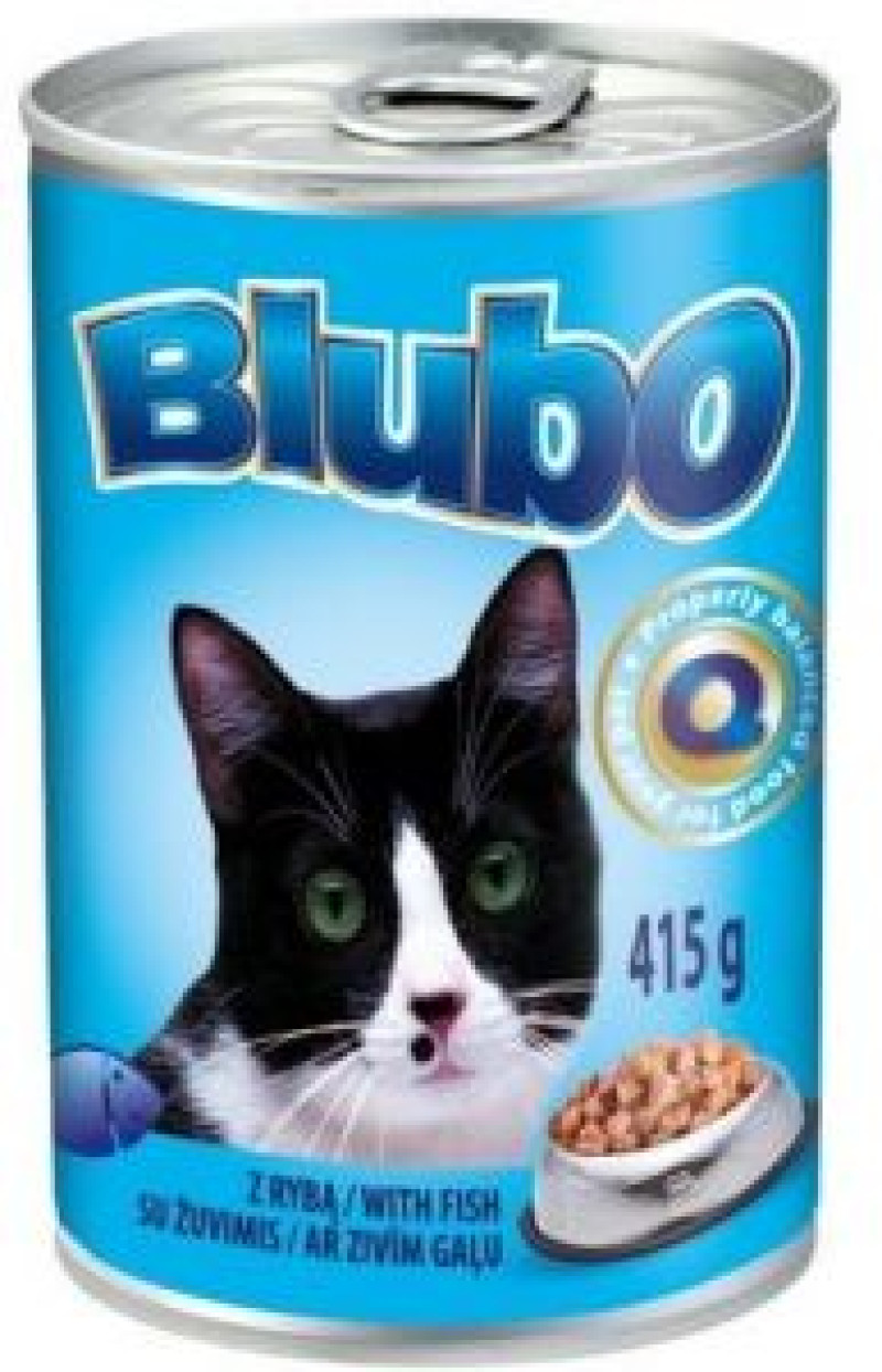 Kaķu konservi Blubo ar zivīm 415g 1/10 (18.02.29) Polija