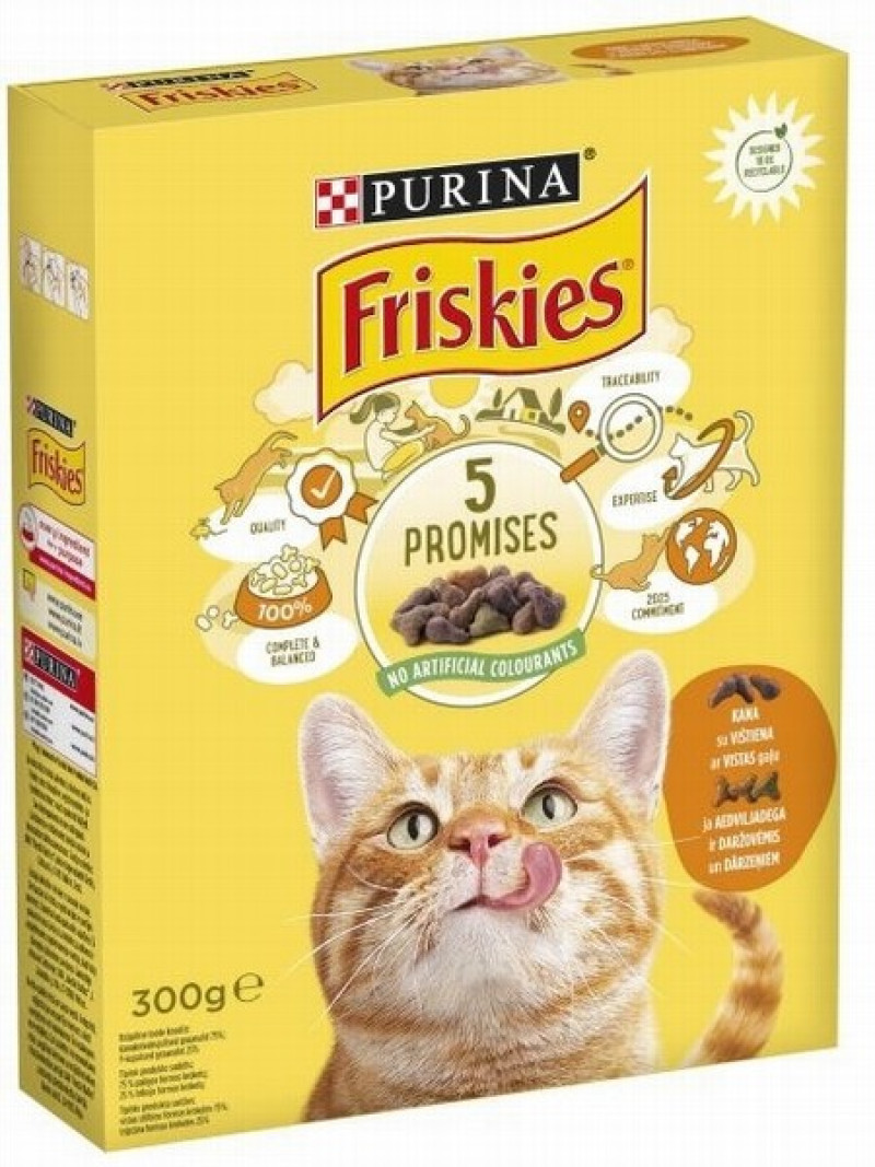 Kaķu sausā barība Friskies ar vistu un dārzeņiem 300g 1/10 (03.27) Ungārija