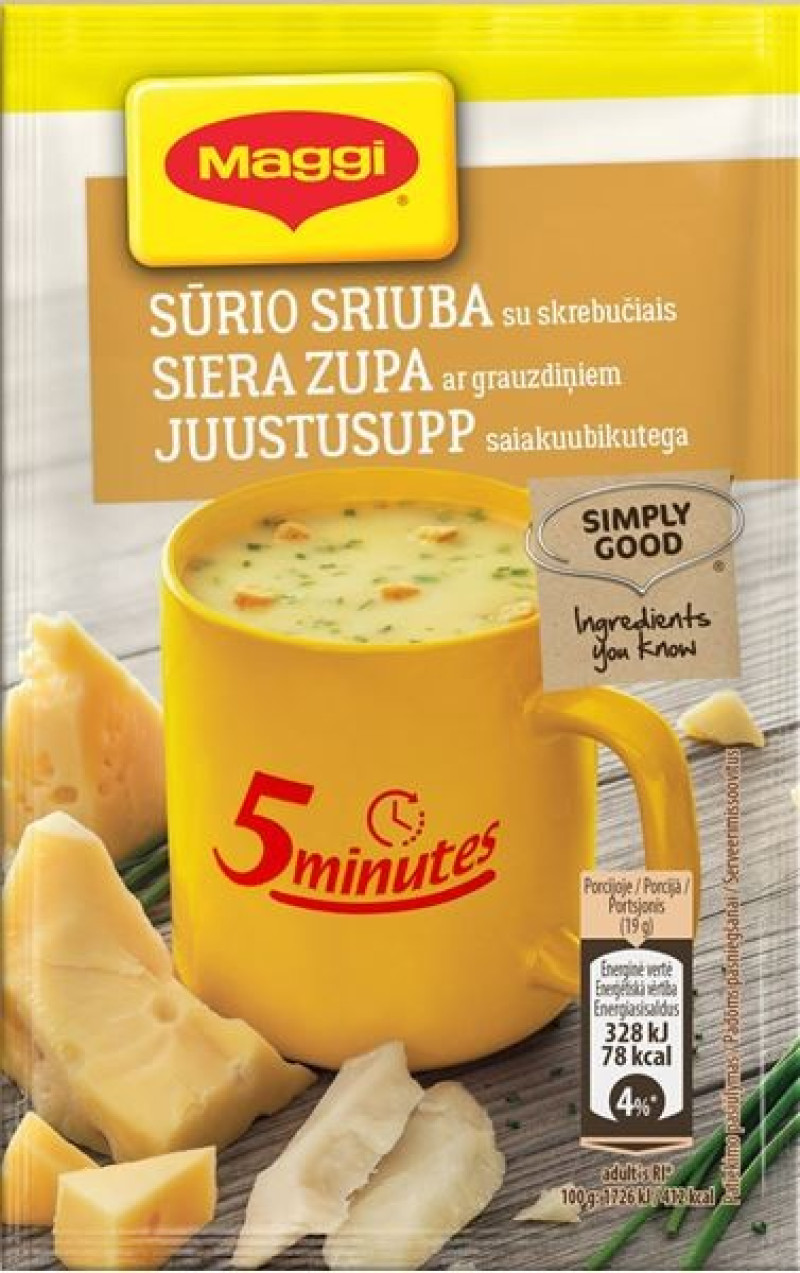 Zupa Maggi šķīstošā siera ar grauzdiņiem 19g (06.26)